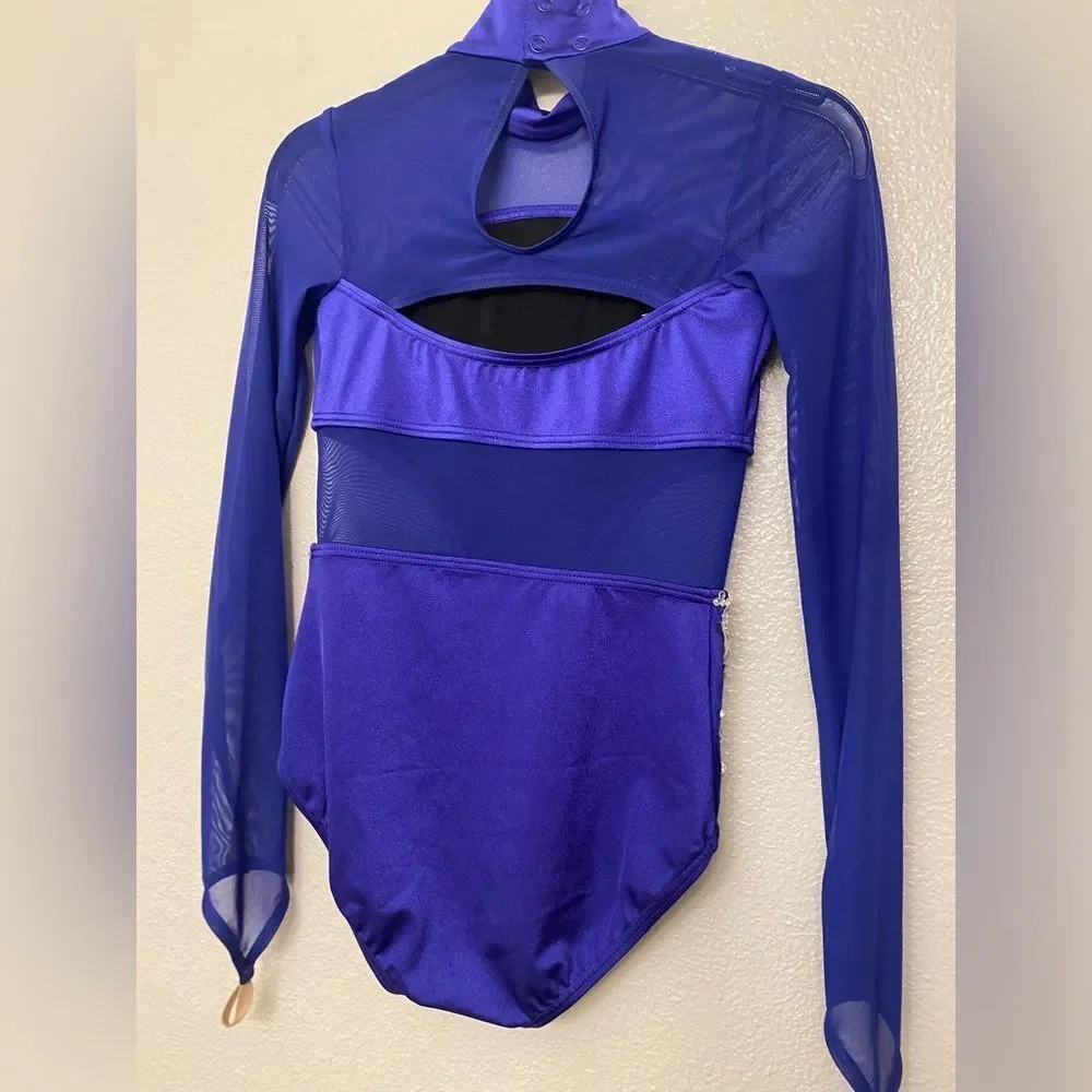 Weissman solo dance costume blue purple 15497 illusion custom leotard MC chil